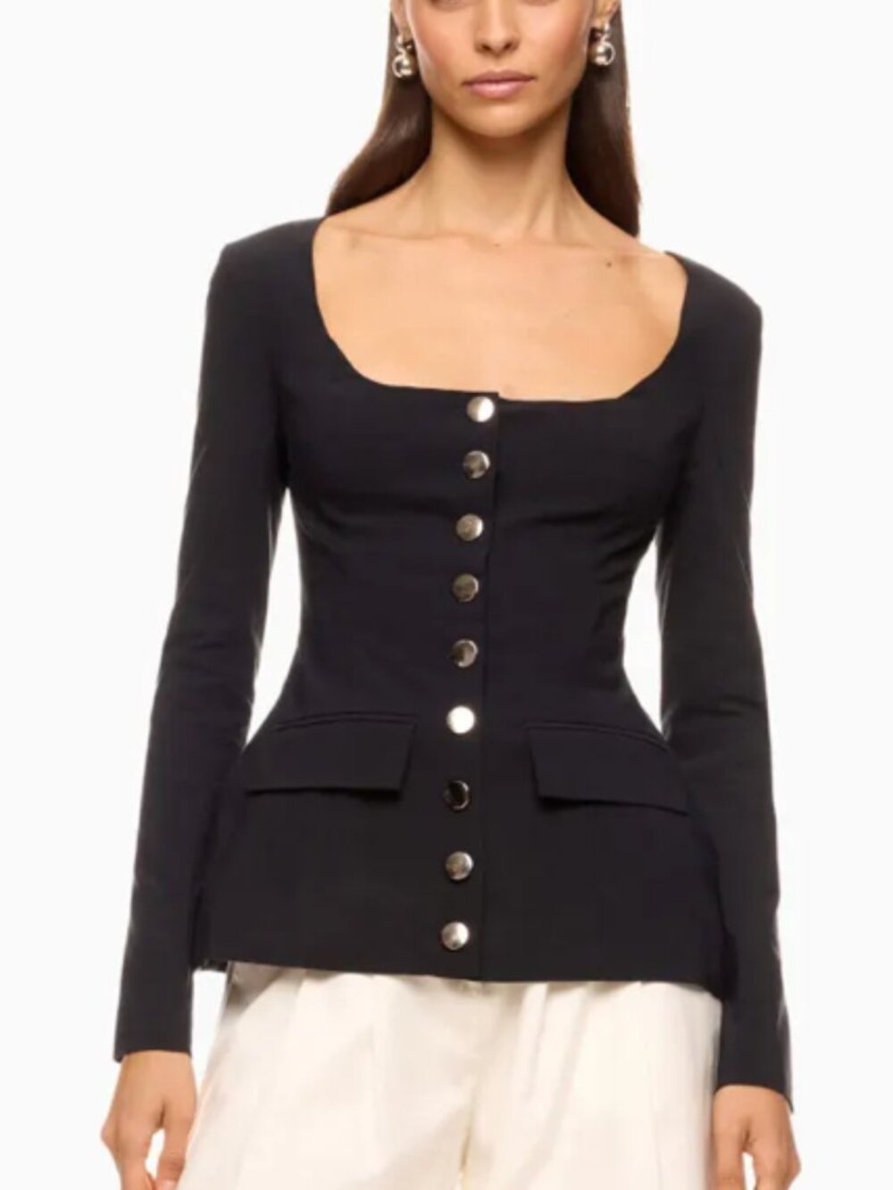 WEWOREWHAT Boat Neck Peplum Blazer
